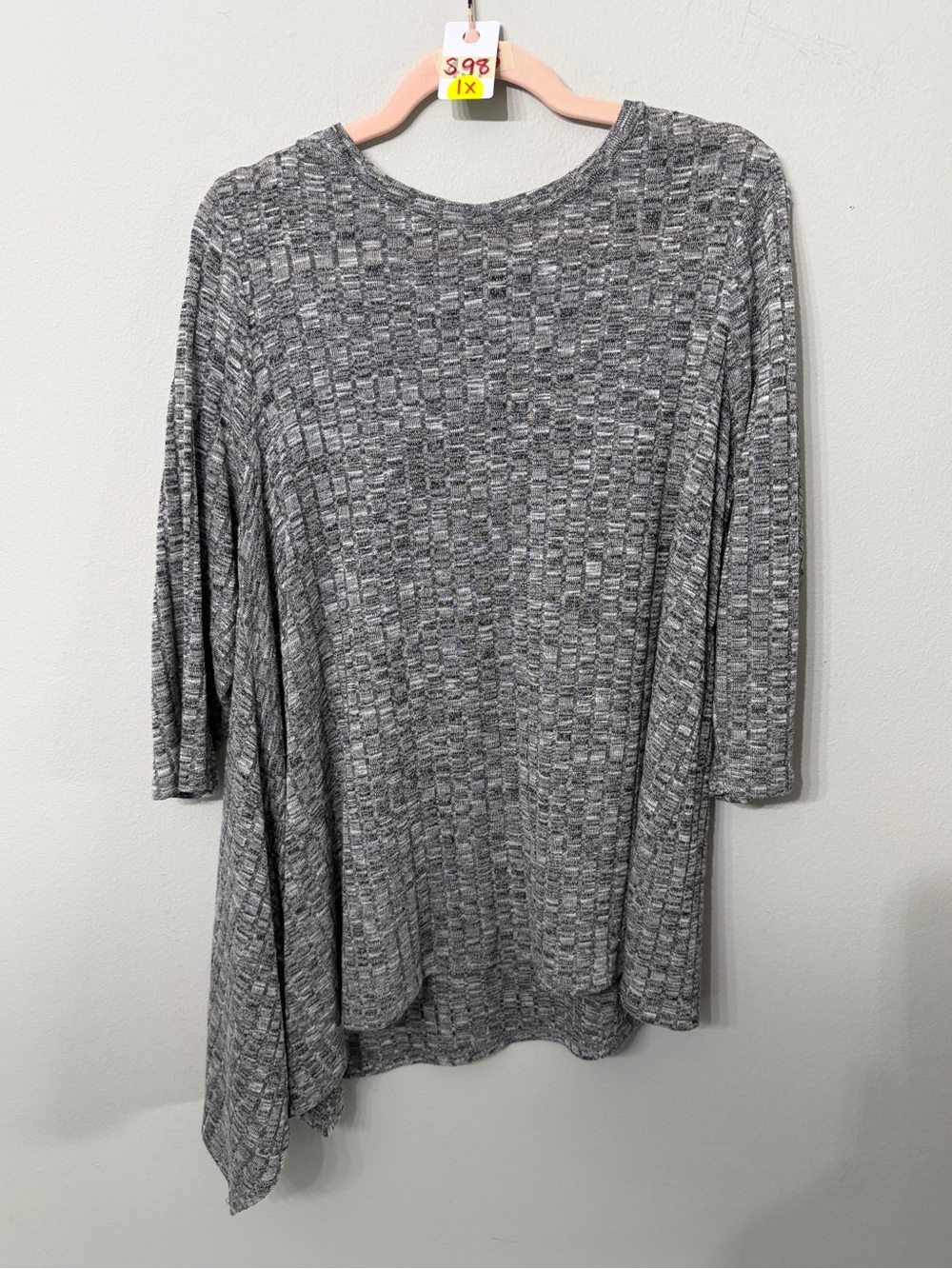 Women’s Lane Bryant Gray Marled Asymmetrical Tunic Sweater 14/16 1X